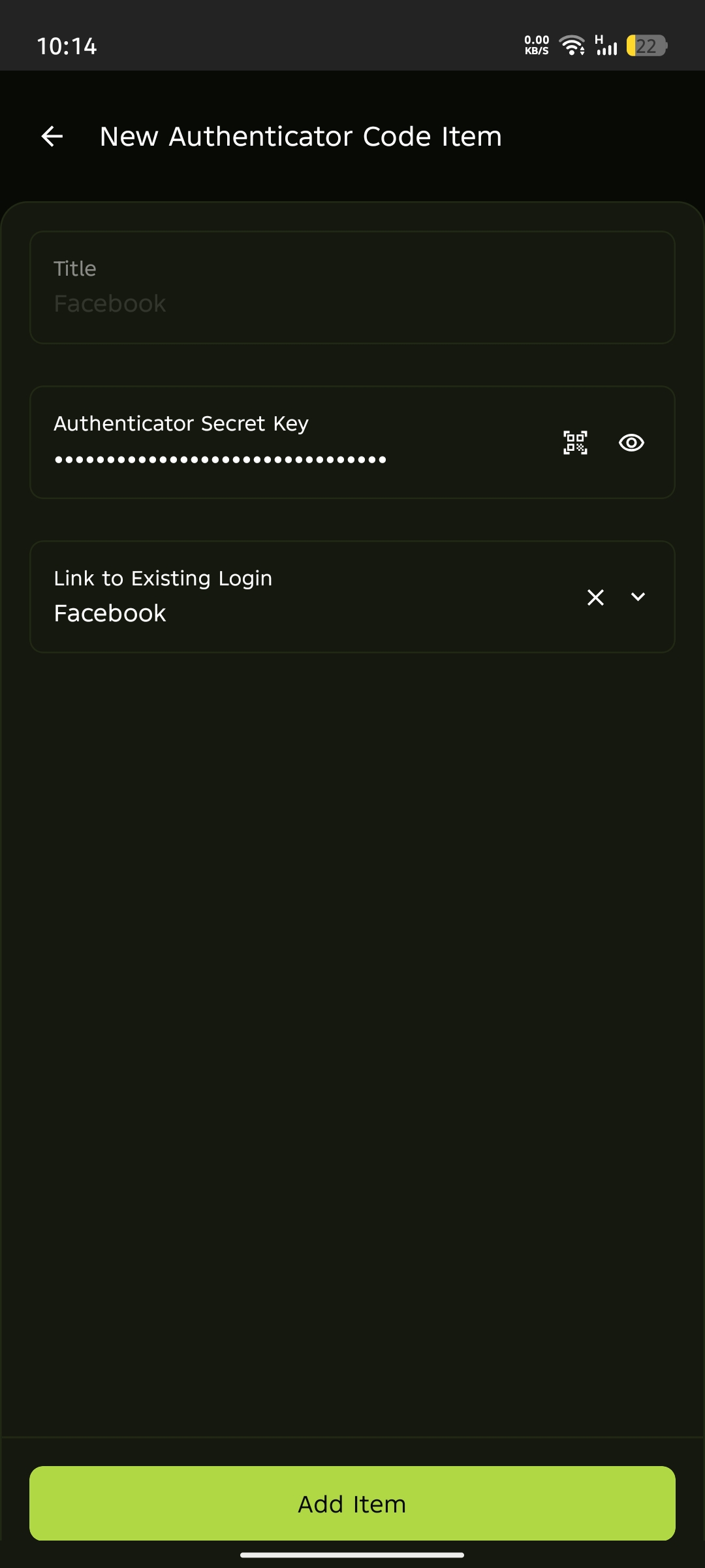 Tap Add Item to save